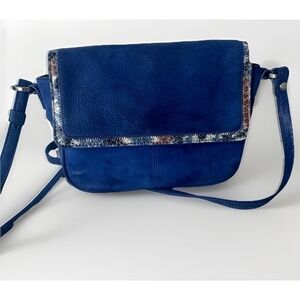 Hobo International Blue Teal Leather Triple‎ Zipper Adjustable Crossbody Bag